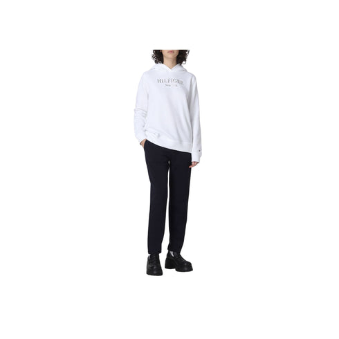Felpa Donna con logo ricamato sul petto Bianca TOMMY HILFIGER- Francavilla Moda